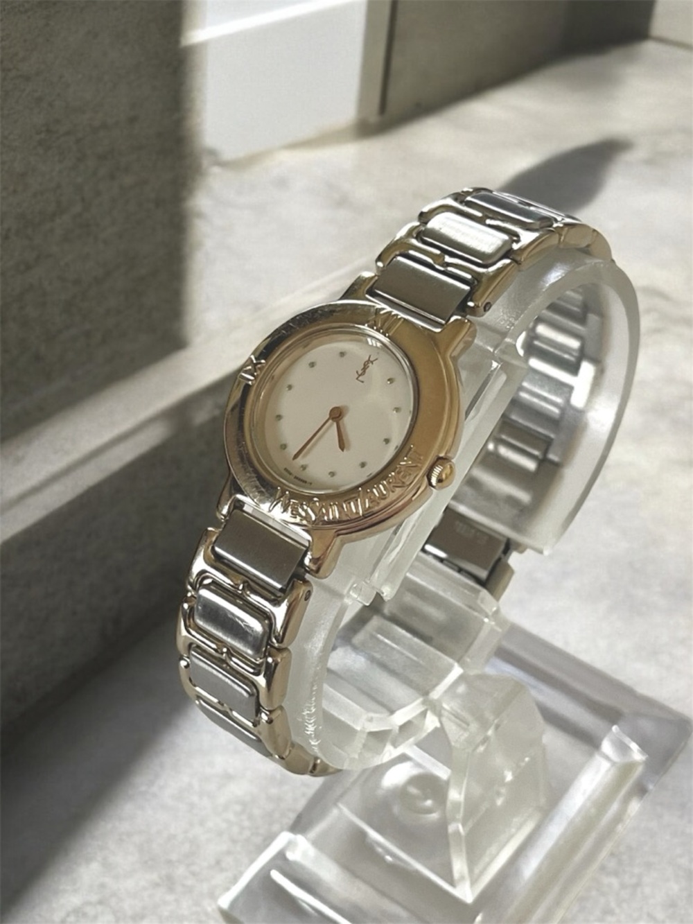 Yves Saint Laurent Two-Tone Gold and Silver Women's Bracelet Watch - Picture 9 of 17